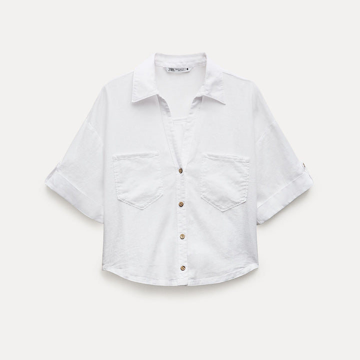 Moudda ZARA - Chemise Lin et Viscose Manches Courtes - Tunisie 1