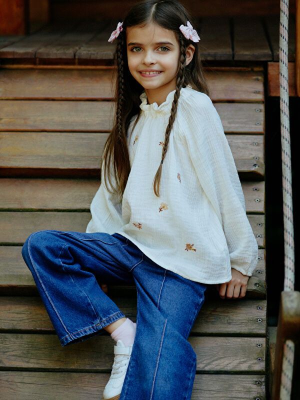 Moudda LC Waikiki - Chemise tissée manches longues Fille Ecru - Tunisie 1