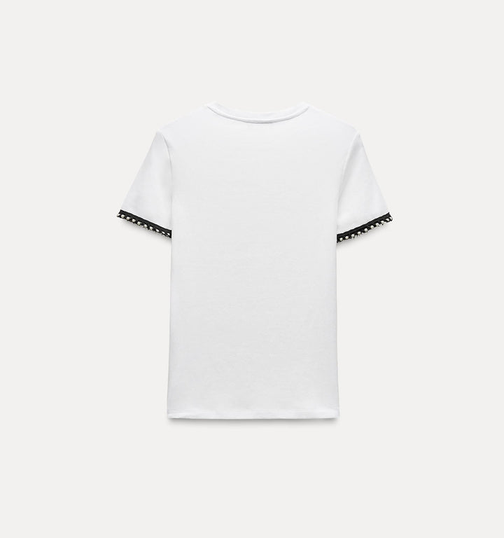 Moudda ZARA - T-shirt en coton, manches contrastées - Tunisie 1