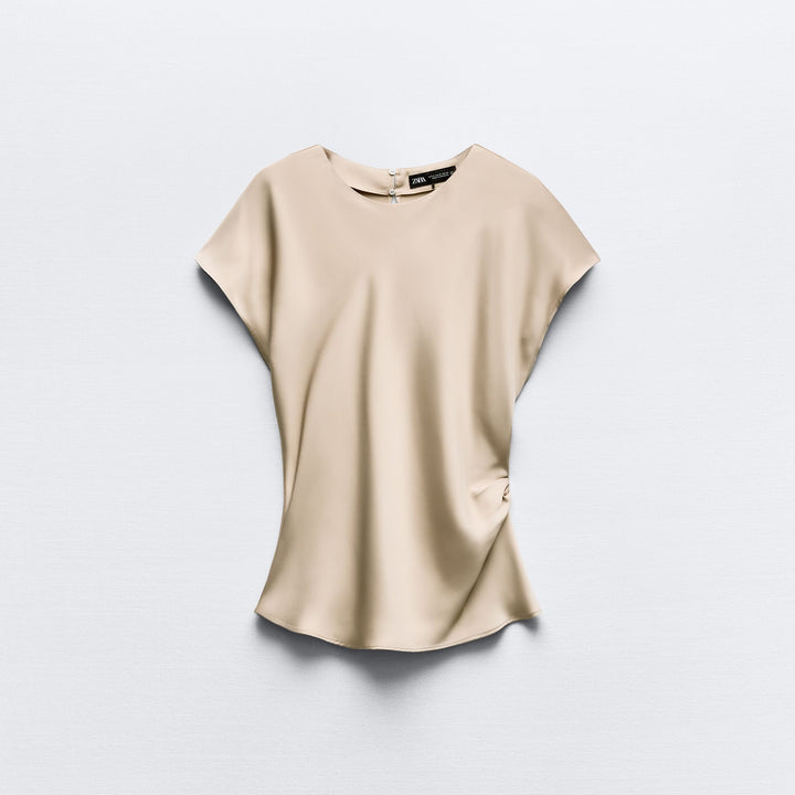 Moudda ZARA - Ensemble top satin drapé, manches tombantes - Tunisie 1