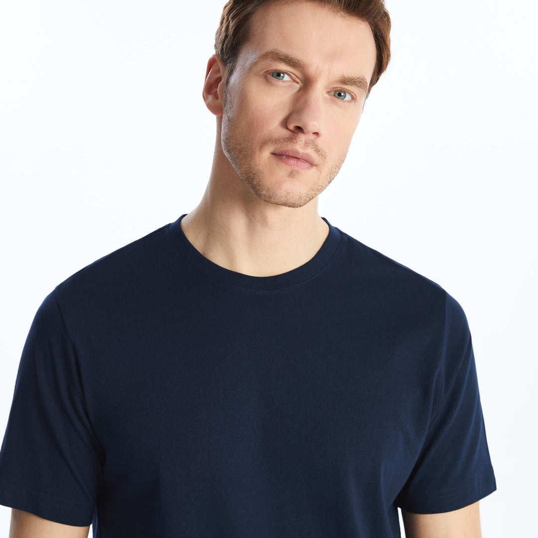 Moudda LC Waikiki - T-shirt jersey col rond manches courtes Homme Bleu marine - Tunisie 3