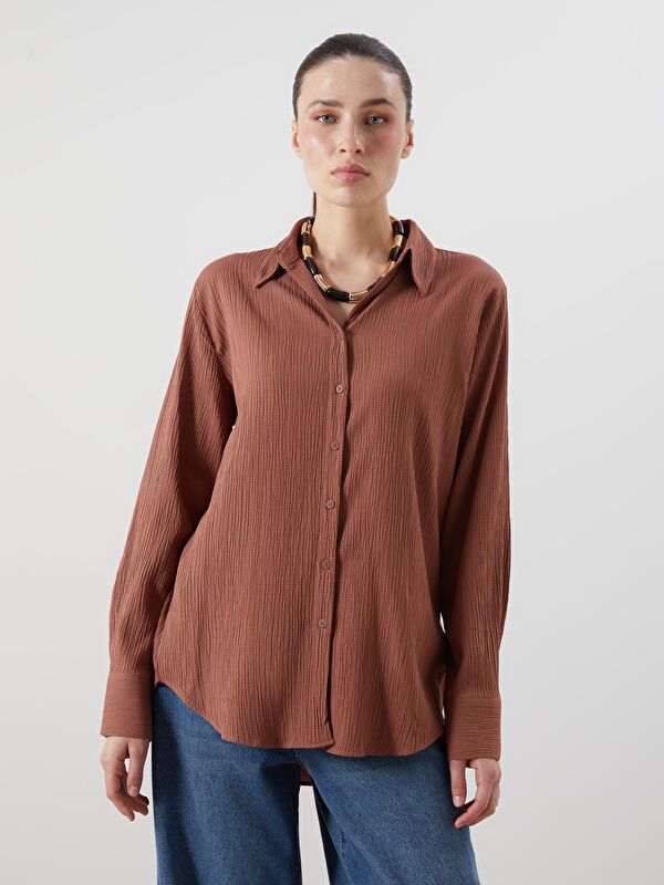 Moudda LC Waikiki - Chemise tissée manches longues Femme Tuile - Tunisie 1