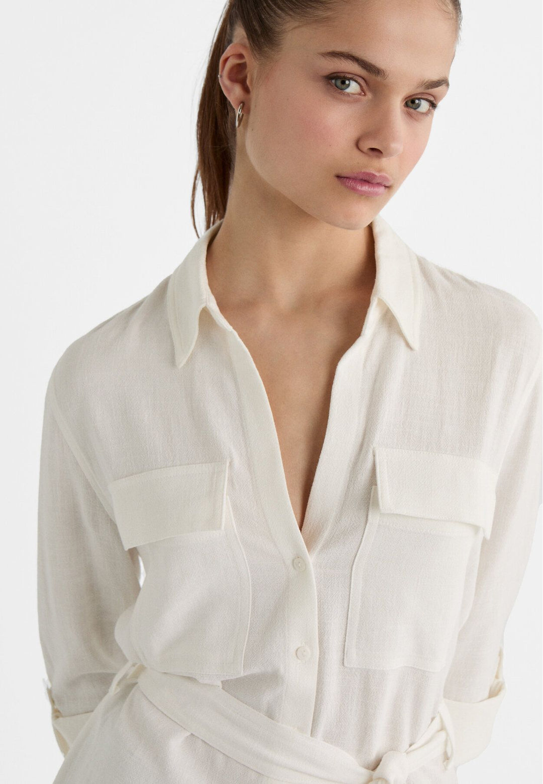 Moudda STRADIVARIUS - Surchemise Rustique avec Ceinture Unie - Tunisie 4