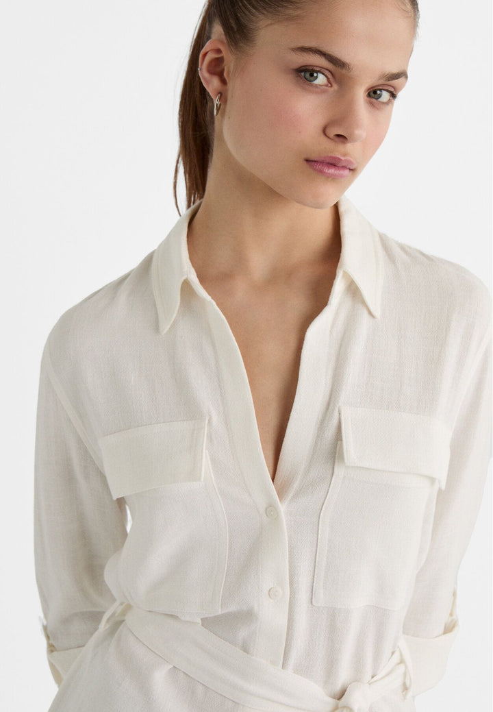 Moudda STRADIVARIUS - Surchemise Rustique avec Ceinture Unie - Tunisie 4
