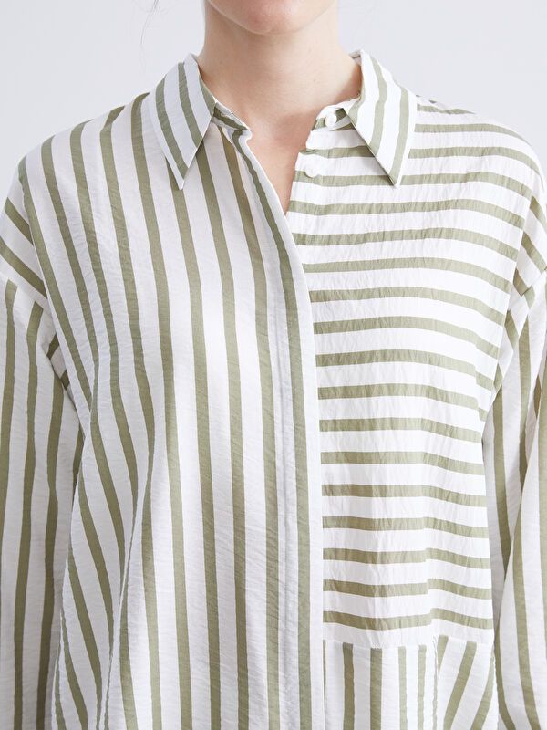 Moudda LC Waikiki - Tunique à manches longues Femme Kaki à rayures - Tunisie 3