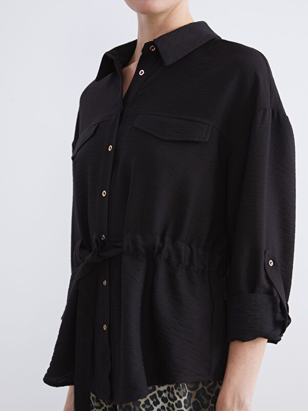 Moudda LC Waikiki - Chemise tissée manches courtes Femme Noir - Tunisie 3