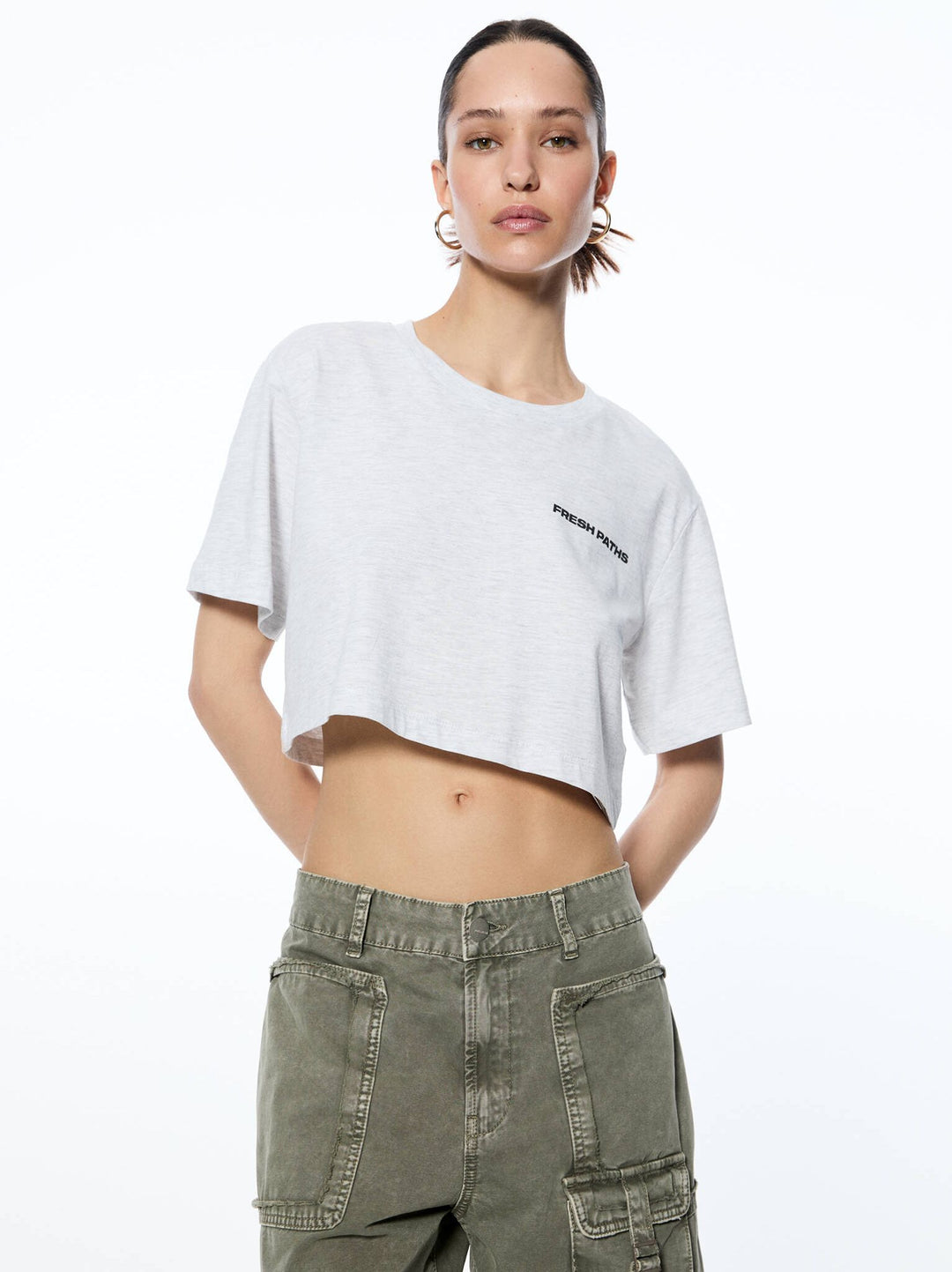 Moudda PULL & BEAR - Body Graphique Textes Crop Gris - Tunisie 8