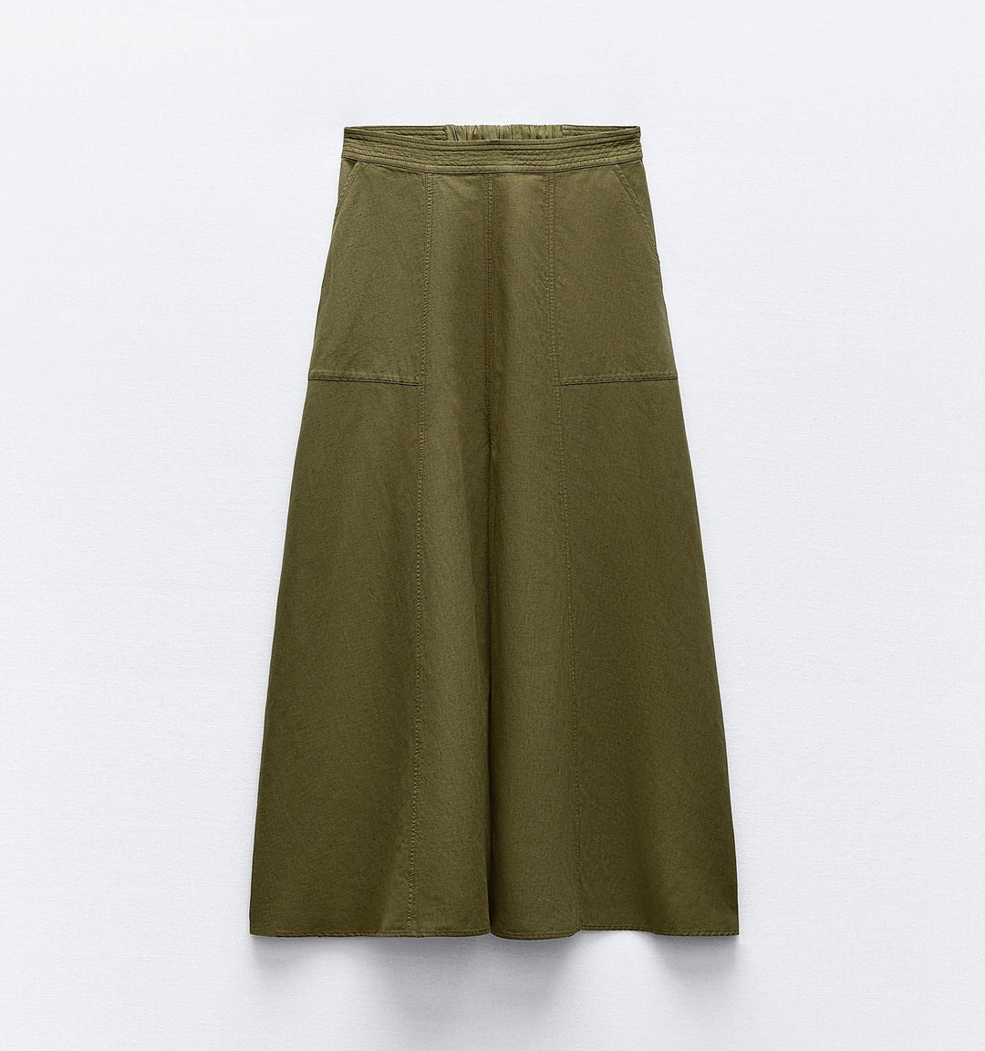 Moudda ZARA - Jupe mi-longue en lin/viscose, ceinture surpiquée, poches - Tunisie 2
