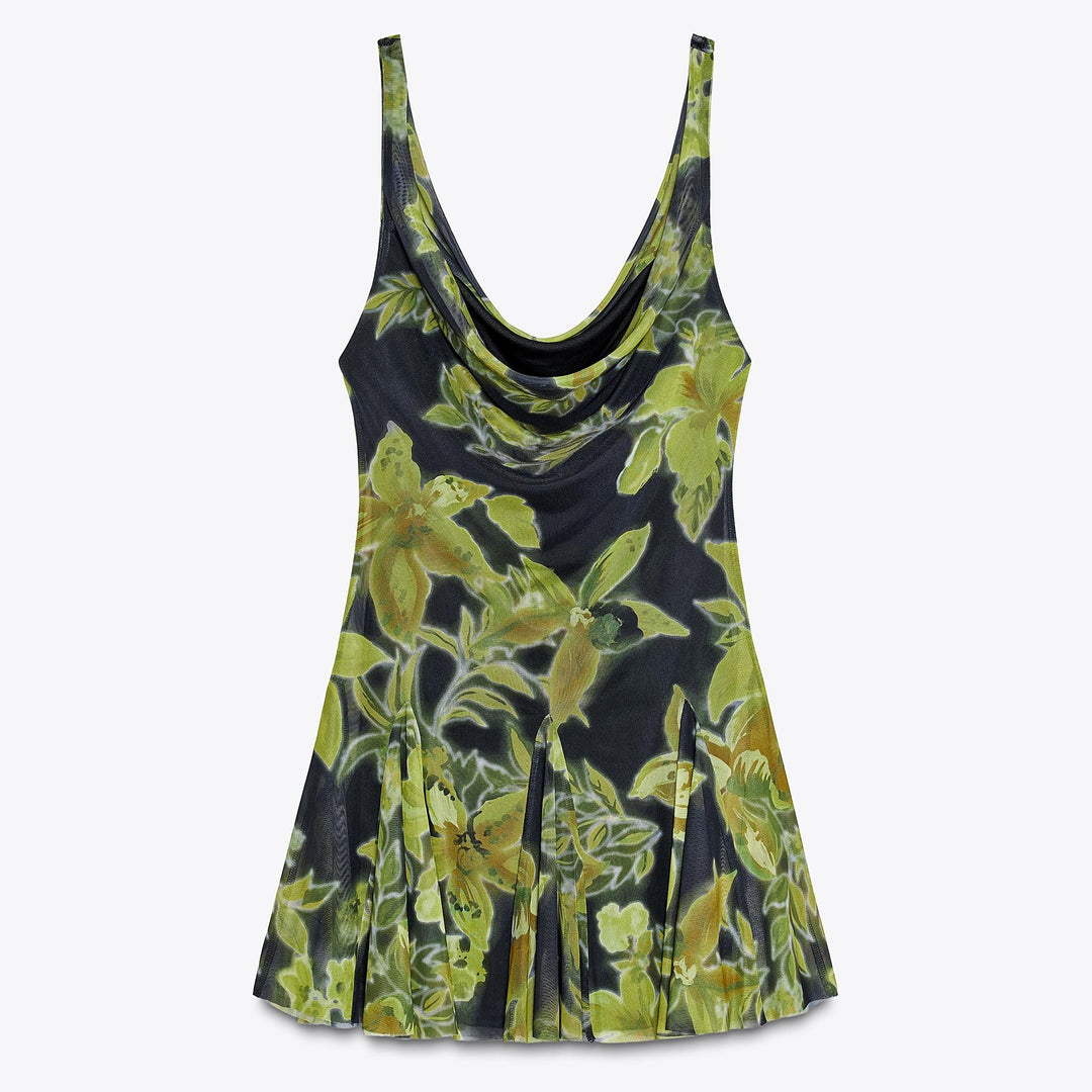 Moudda ZARA - Robe Mini - Drapé Devant/Dos & Tulle Imprimé - Tunisie 2