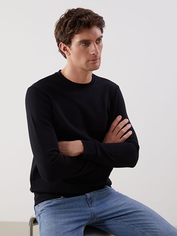 Moudda LC Waikiki - Sweatshirt jersey basique Homme Noir - Tunisie 1