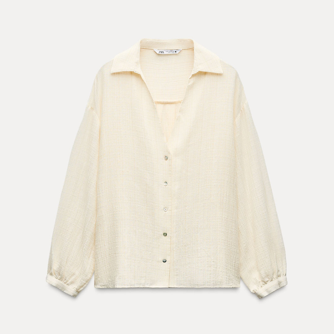 Moudda ZARA - Chemise rustique décolleté plungé, rayure lurex - Tunisie 2