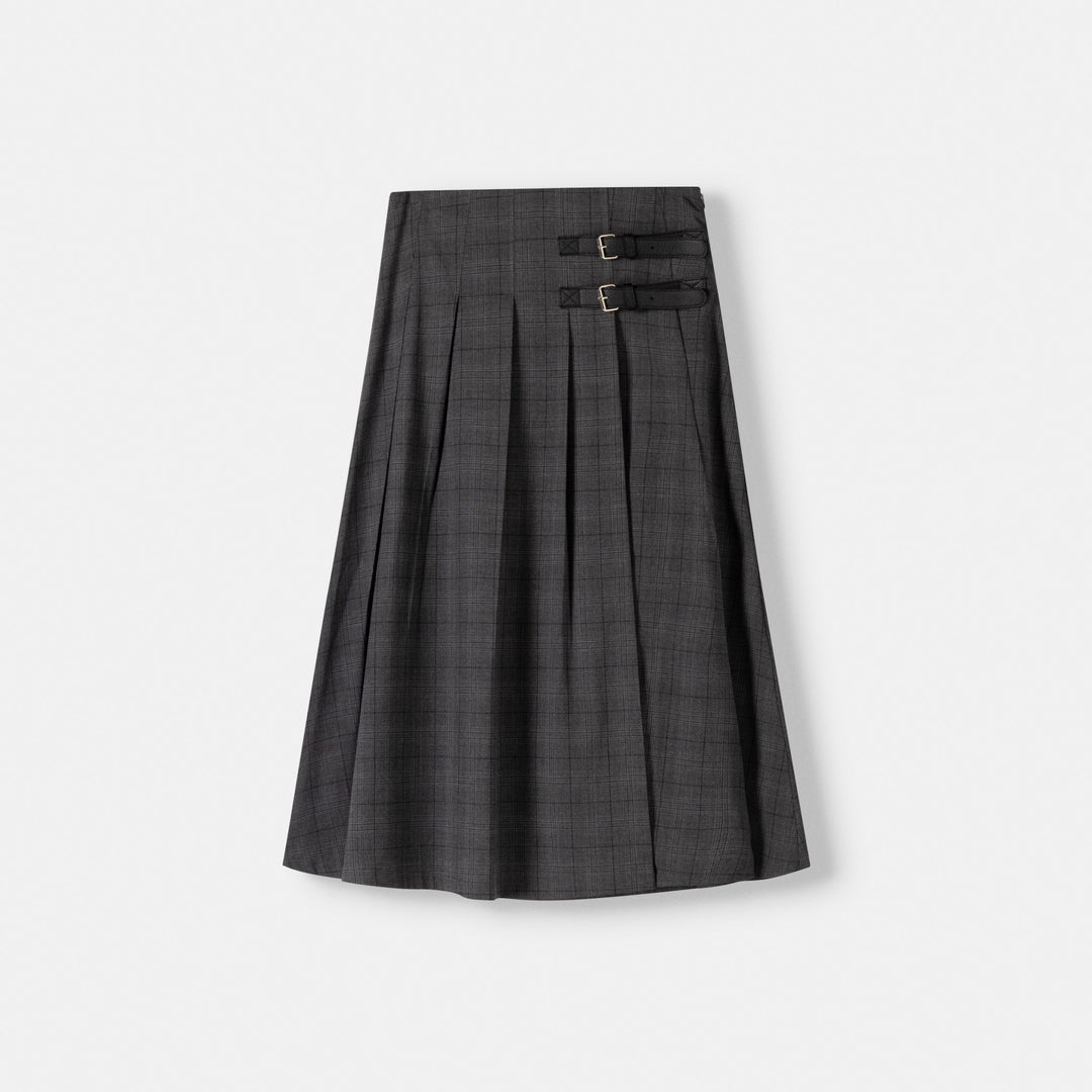 Moudda BERSHKA - Gris Vigo – jupe mi-longue plissée détail ceintures latérales - Tunisie 1