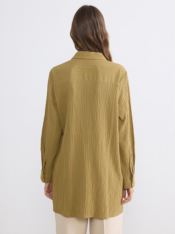 Moudda LC Waikiki - Tunique manches longues en tissu pour Femme couleur Vert olive - Tunisie 4