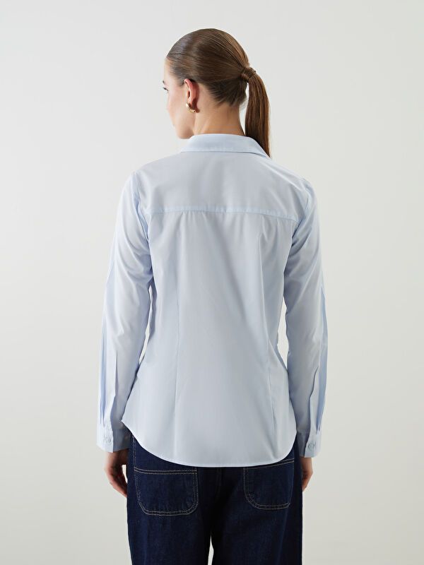 Moudda LC Waikiki - Chemise tissée manches longues Femme Bleu clair - Tunisie 4