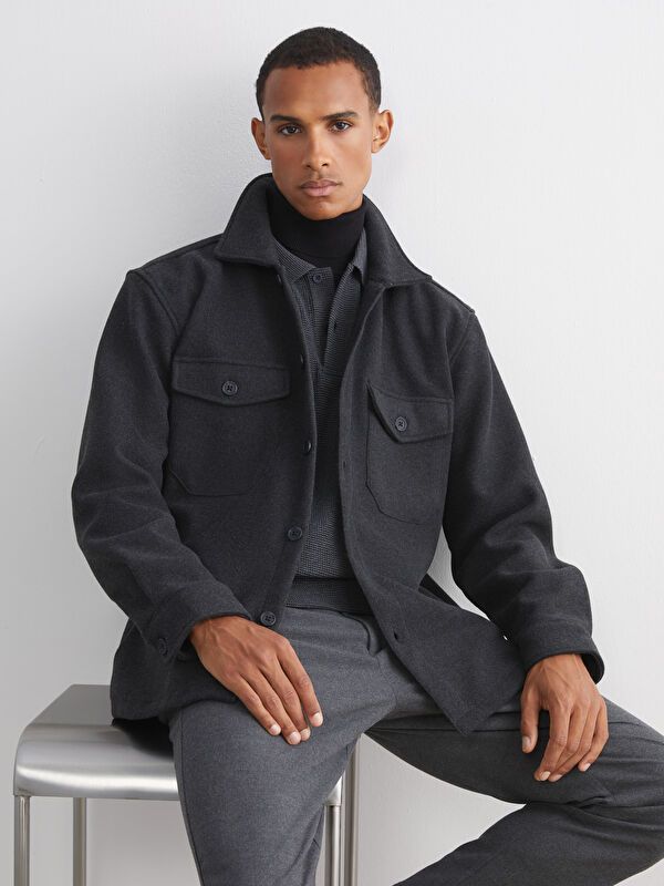 Moudda LC Waikiki - Veste-chemise tissée Homme Anthracite - Tunisie 1