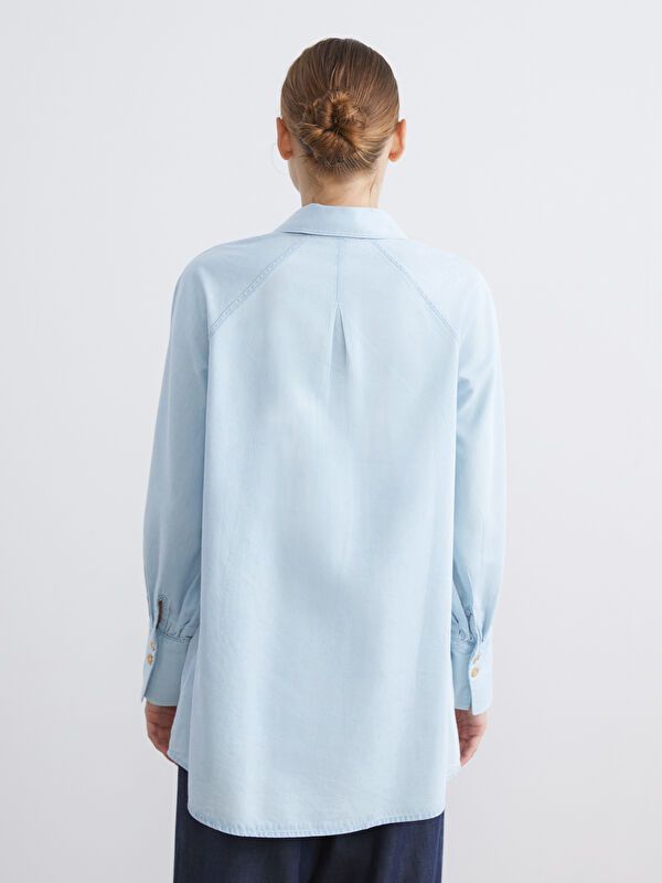 Moudda LC Waikiki - Tunique tissée manches longues denim Femme Canne indigo clair - Tunisie 4