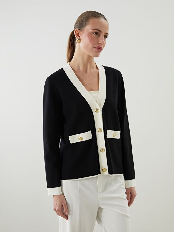 Moudda LC Waikiki - Cardigan tricot moyen Femme Noir - Tunisie 1