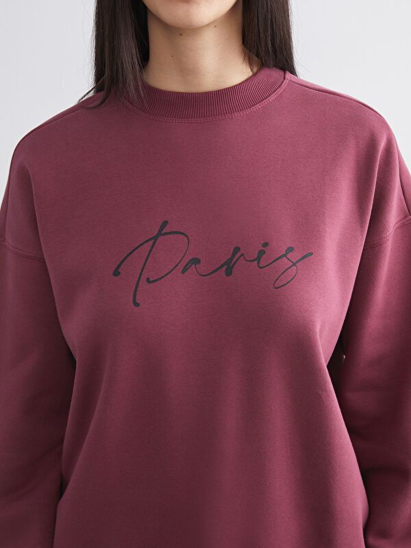 Moudda LC Waikiki - Sweatshirt jersey imprimé Femme Bordeaux - Tunisie 3