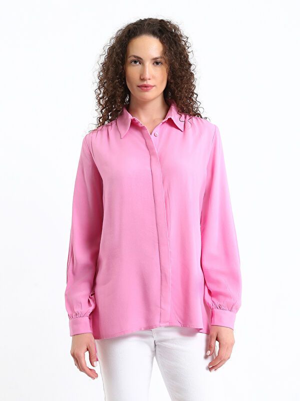 Moudda LC Waikiki - Chemise tissée manches longues Femme Lilas rose - Tunisie 1