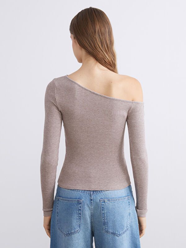 Moudda LC Waikiki - Body en jersey manches longues Femme Mélange beige - Tunisie 4