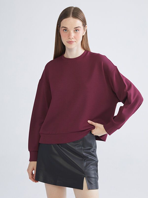 Moudda LC Waikiki - Sweatshirt en jersey Femme Bordeaux - Tunisie 1