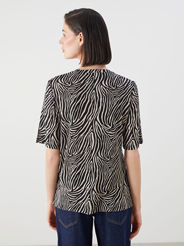 Moudda LC Waikiki - Body jersey manches courtes Femme Imprimé en noir - Tunisie 4