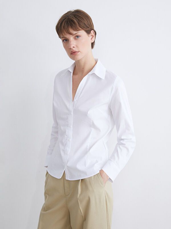 Moudda LC Waikiki - Chemise tissée manches longues Femme Buxe blanc - Tunisie 1