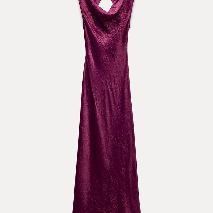 Moudda ZARA - Robe en satin décolleté dos manches courtes - Tunisie 1