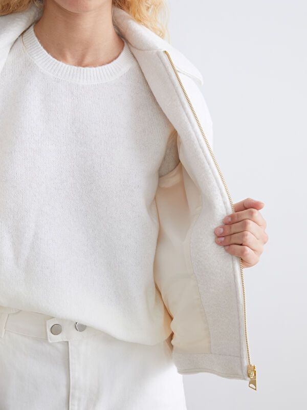 Moudda LC Waikiki - Manteau effet laine Femme Ecru - Tunisie 4