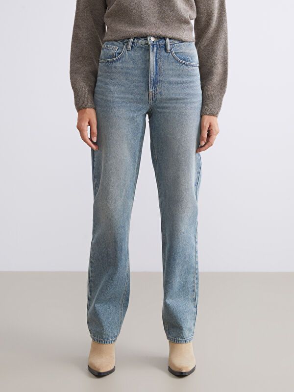 Moudda LC Waikiki - Pantalon jean tissé basique Femme Indigé de teinte légère - Tunisie 2