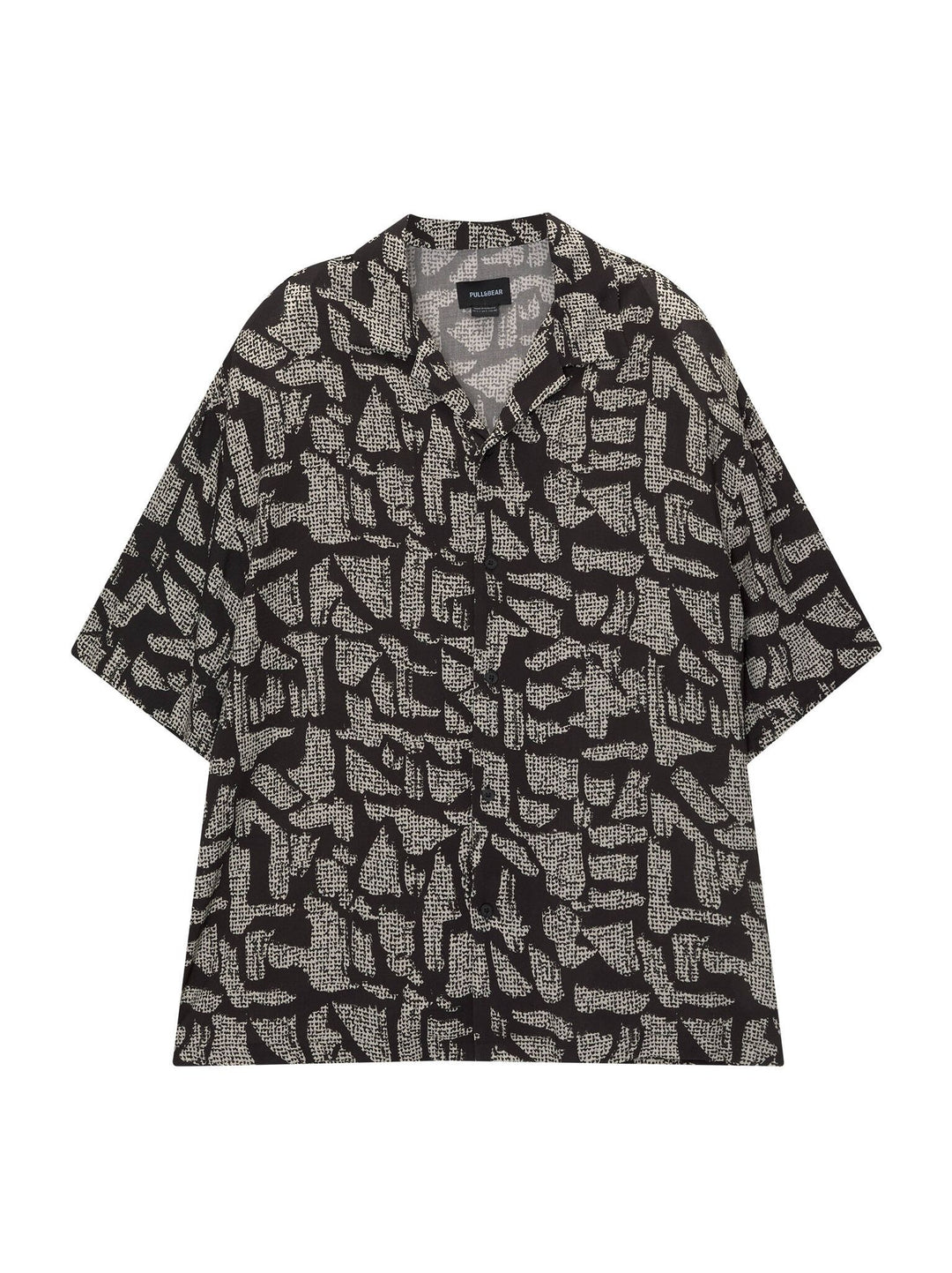 Moudda PULL & BEAR - Chemise Demi-Manches B&W Imprimé Fancy Stripe Noir - Tunisie 1