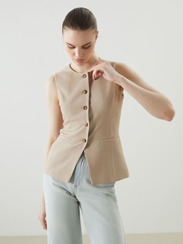 Moudda LC Waikiki - Débardeur tissé Femme Beige - Tunisie 1