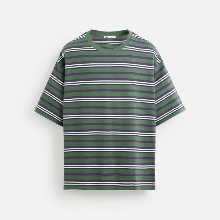 Moudda ZARA - T-Shirt - Rayure Tissée & Simple Varsity - Tunisie 1