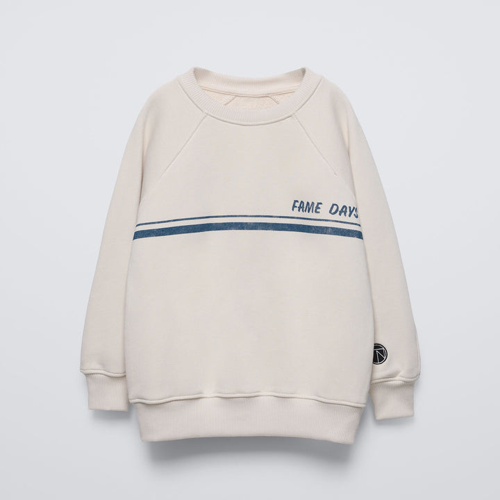 Moudda ZARA - Sweat coupe boxy, neutre avec rayures et imprimé - Tunisie 1
