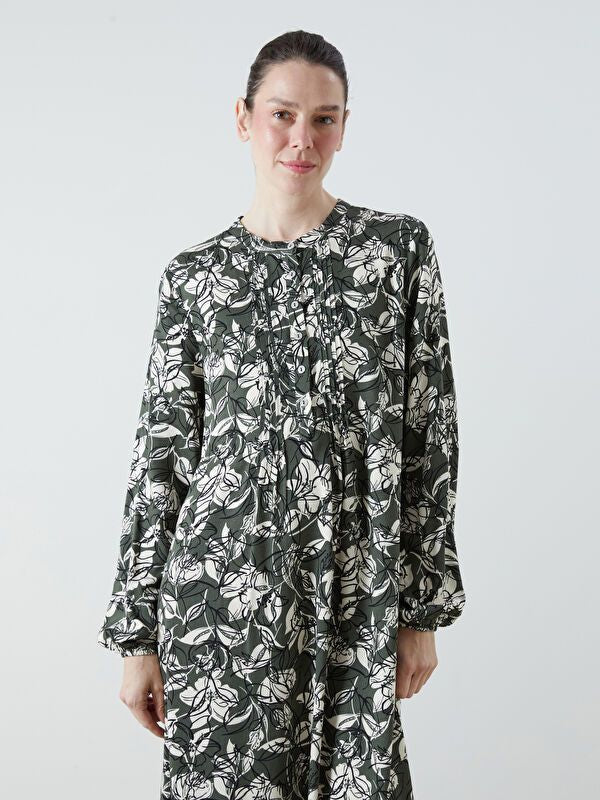 Moudda LC Waikiki - Robe tissée manches longues Femme Kaki imprimé - Tunisie 2