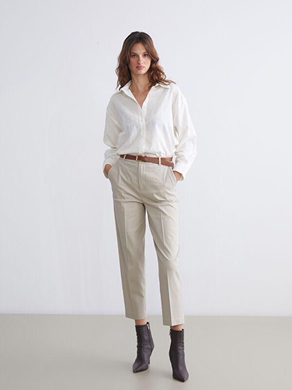 Moudda LC Waikiki - Chemise tissée manches longues Femme Ecru - Tunisie 2