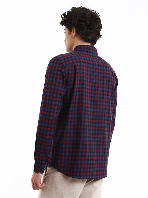 Moudda LC Waikiki - Chemise tissée à carreaux manches longues Homme Carreaux bordeaux - Tunisie 5