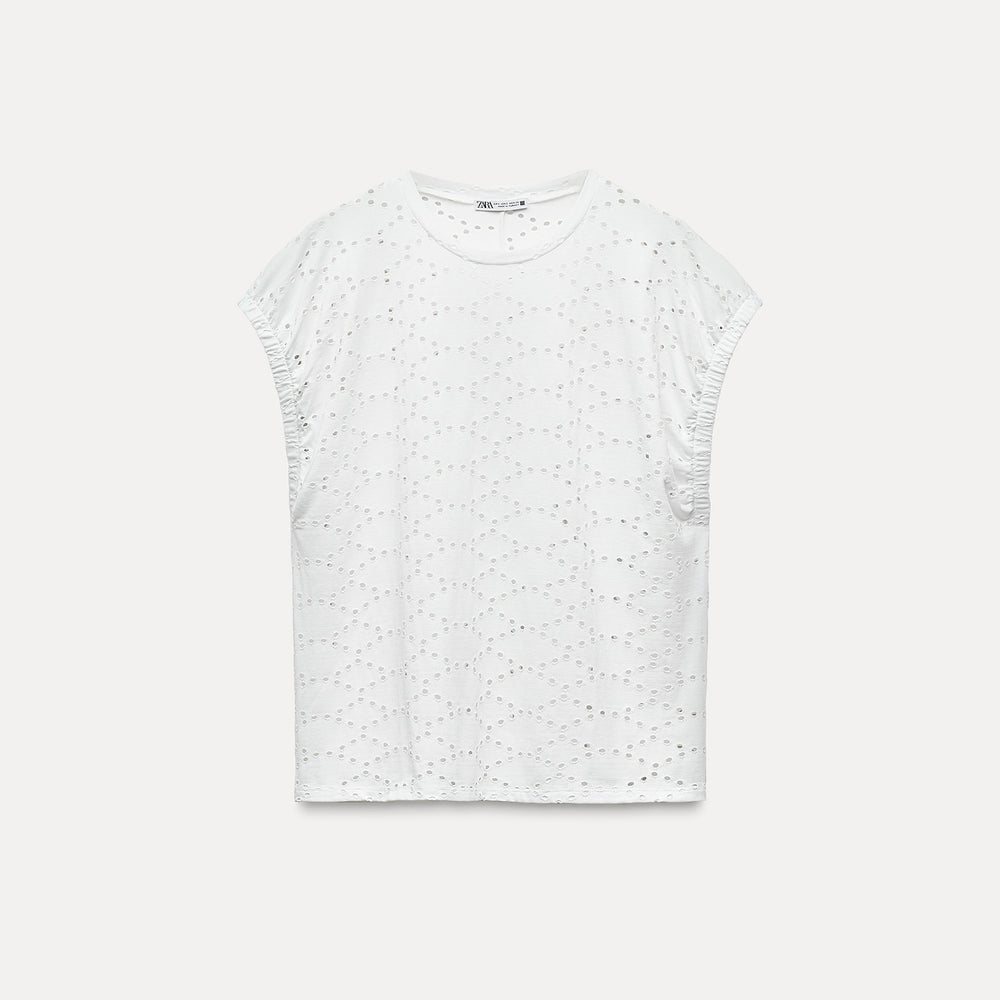Moudda ZARA - Top Broderie Anglaise Épaules Tombantes - Tunisie 2