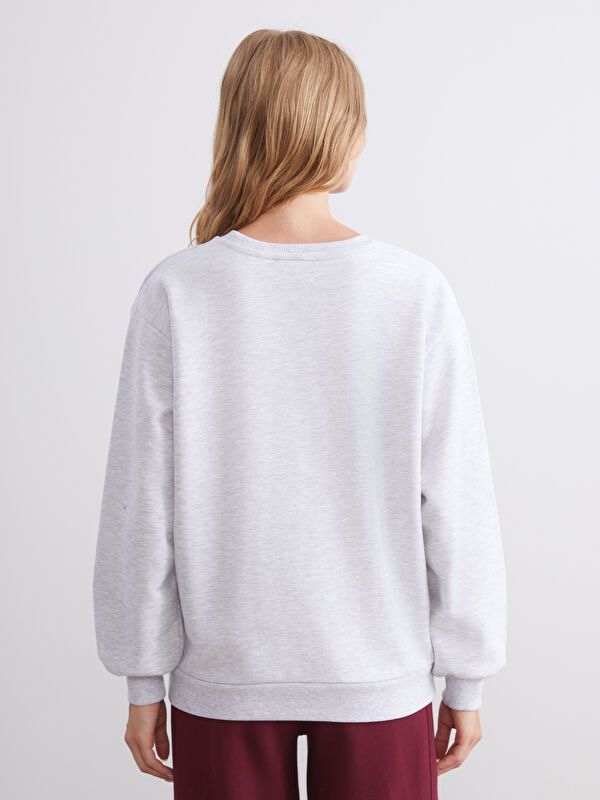 Moudda LC Waikiki - Sweatshirt en jersey sous licence Femme Mélange de gris - Tunisie 4