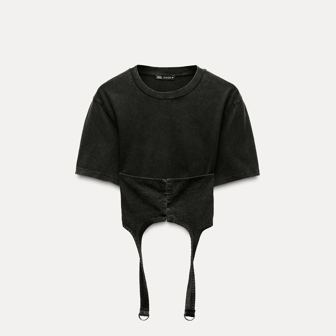 Moudda ZARA - T-shirt combiné lavé, détail corset - Tunisie 2