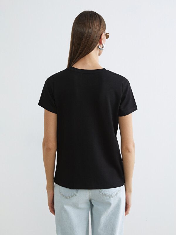 Moudda LC Waikiki - Body basique manches courtes en jersey pour Femme couleur Noir - Tunisie 4