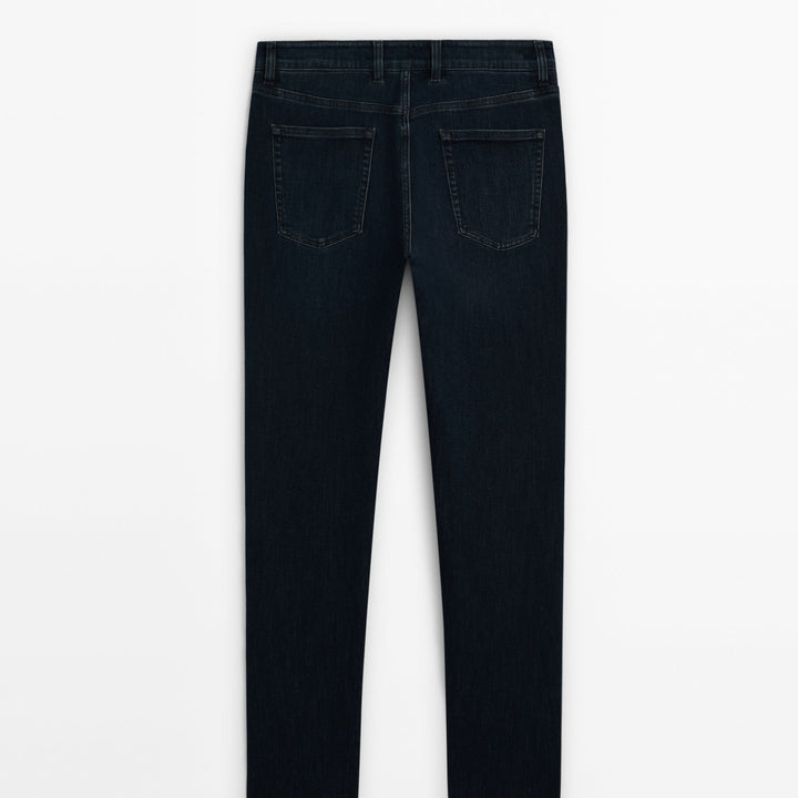 Moudda Massimo Dutti - Pantalon jean brossé bleu noir coupe slim - Tunisie 5