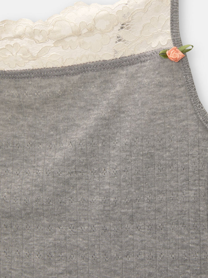 Moudda PULL & BEAR - Body Top Dentelle Droit Gris - Tunisie 3