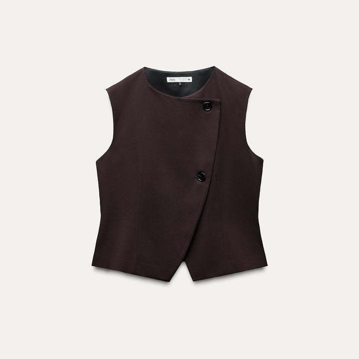 Moudda ZARA - Marron – gilet-top croisé boutons - Tunisie 2
