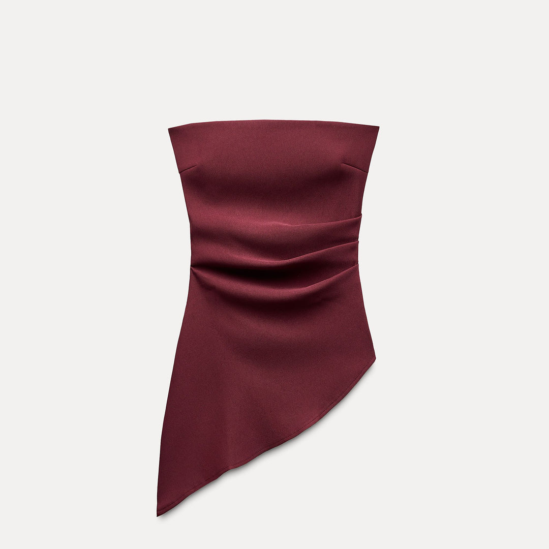 Moudda ZARA - Haut bandeau plissé asymétrique, matière extensible - Tunisie 1