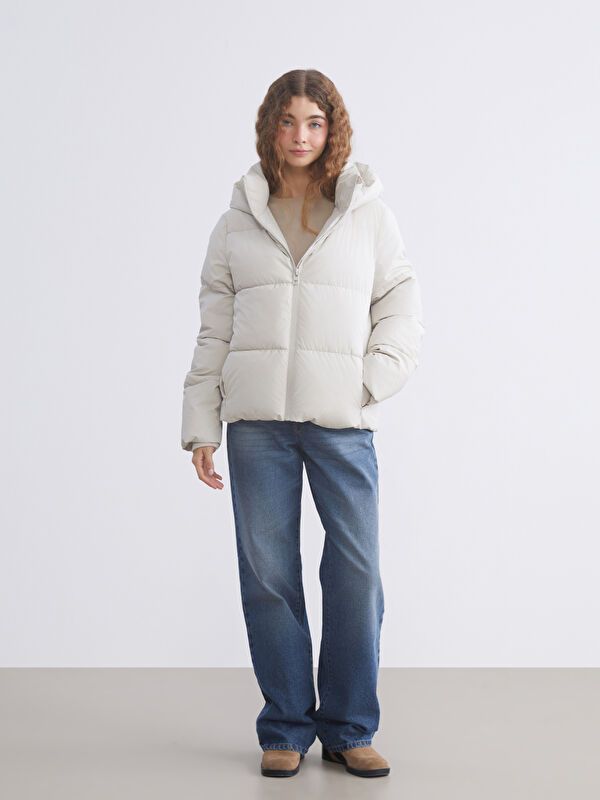 Moudda LC Waikiki - Manteau matelassé en nylon Femme Beige clair - Tunisie 2