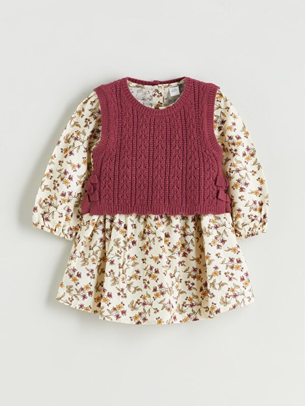 Moudda LC Waikiki - Robe tricot manches longues Fille Imprimé écru - Tunisie 1