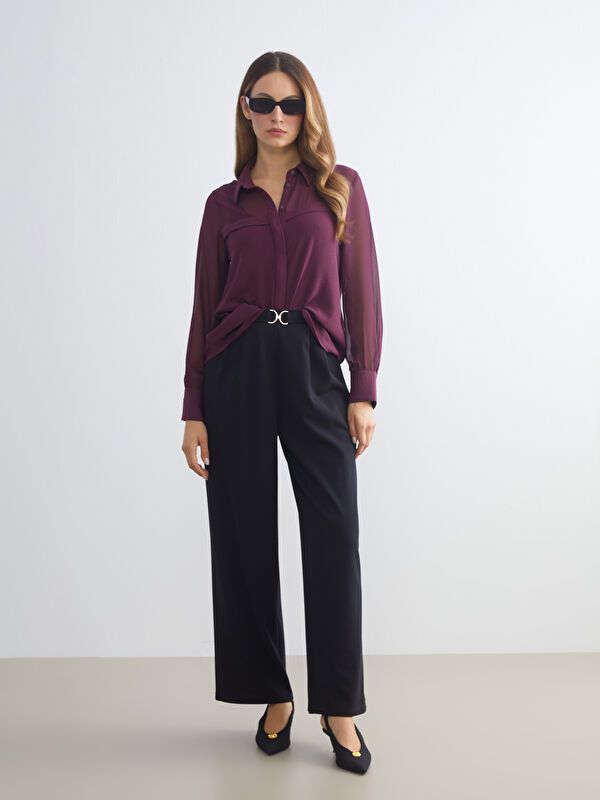 Moudda LC Waikiki - Chemise tissée manches longues Femme Prune - Tunisie 2