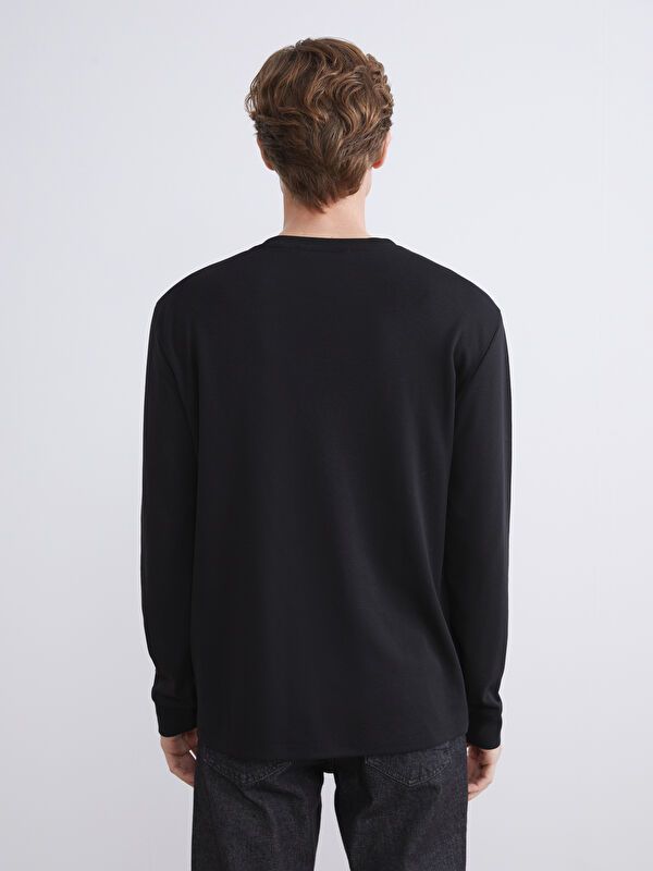 Moudda LC Waikiki - Sweatshirt jersey basique Homme Noir - Tunisie 4