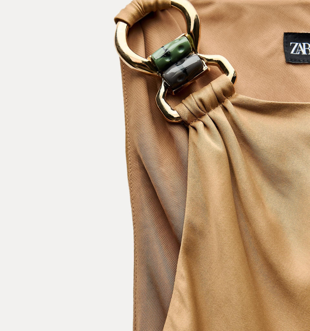 Moudda ZARA - Robe mi-longue en satin asymétrique, détails métalliques - Tunisie 2